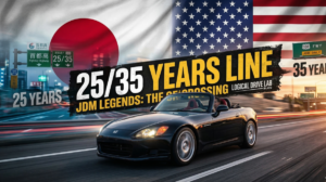 日の丸と星条旗を背景に、S2000と「25/35 YEARS LINE」という文字が描かれたアイキャッチ